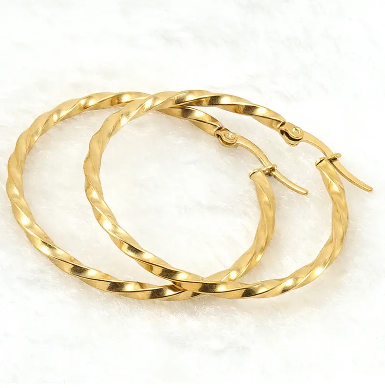 Gold Plated Corrugated Earrings for Women — feature 16