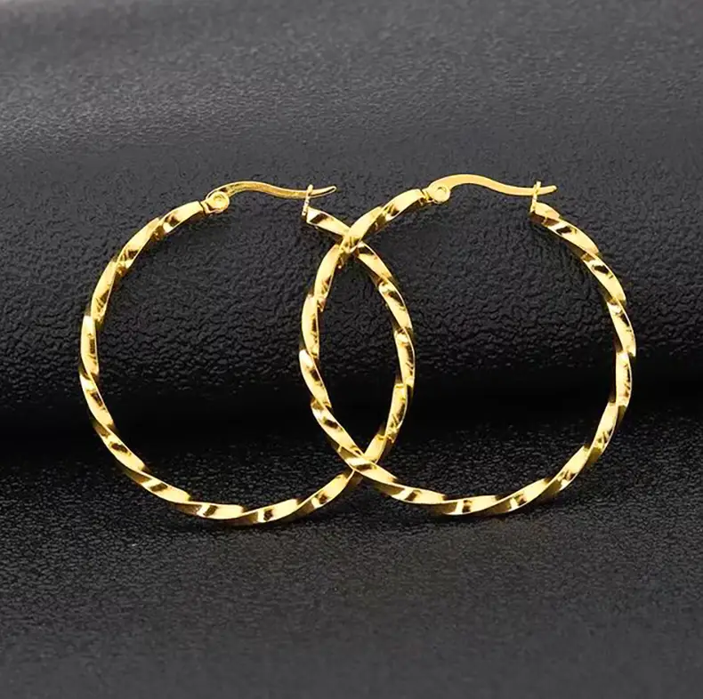 Gold Plated Corrugated Earrings for Women — feature 18