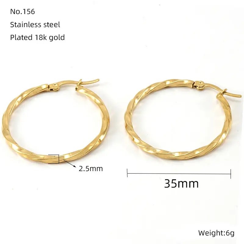 Gold Plated Corrugated Earrings for Women - Image 2