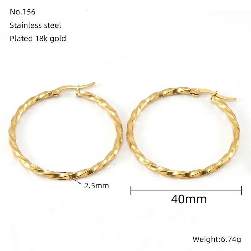 Gold Plated Corrugated Earrings for Women - Image 3
