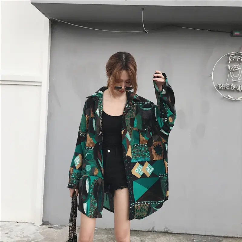 Women Chiffon Printed Long Sleeve Sun Protection Cardigan - Image 2