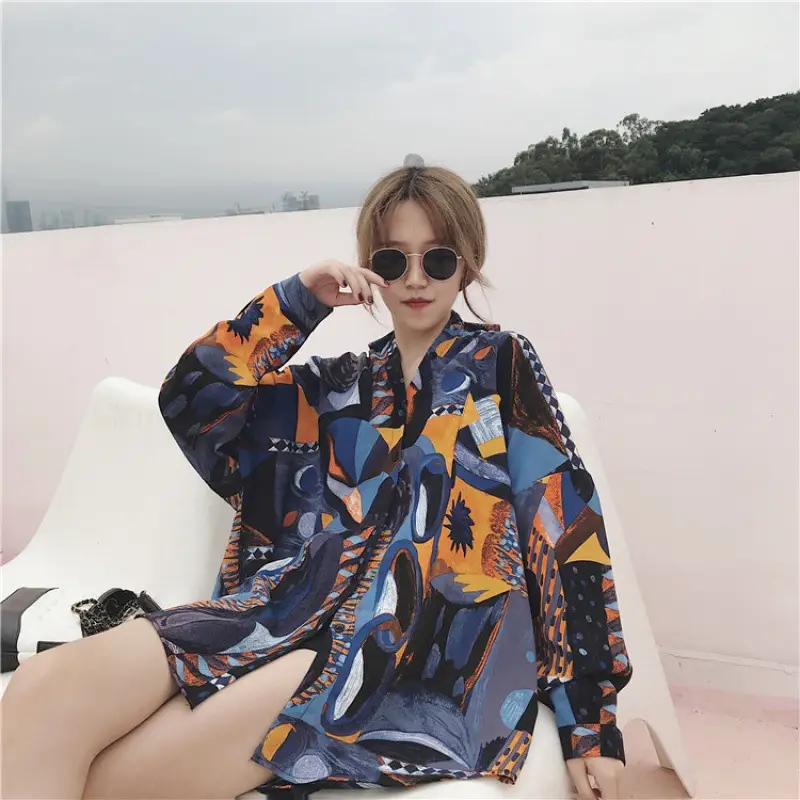 Women Chiffon Printed Long Sleeve Sun Protection Cardigan - Image 4