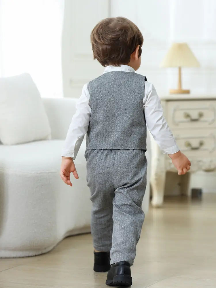Cross-border Boys Gentleman Suit Grey Vest & Trousers — feature 4