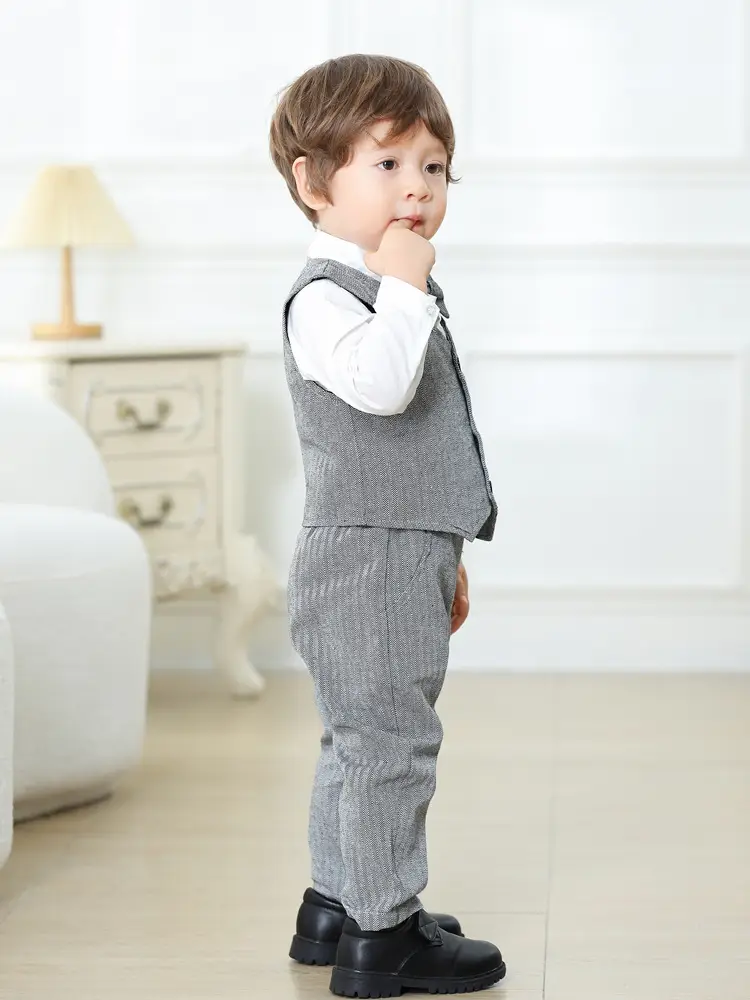 Cross-border Boys Gentleman Suit Grey Vest & Trousers — feature 5