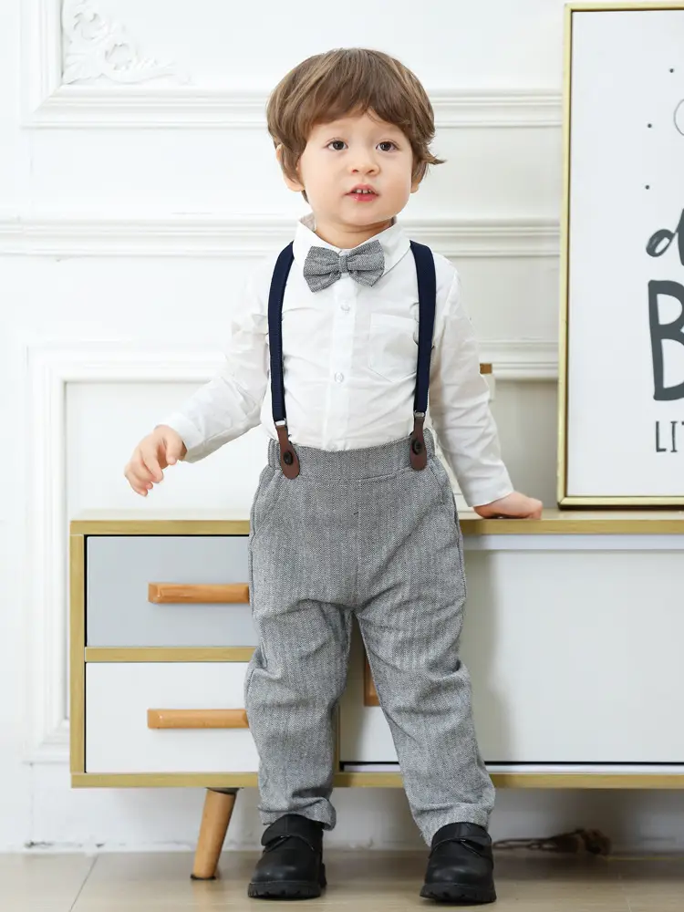 Cross-border Boys Gentleman Suit Grey Vest & Trousers — feature 7