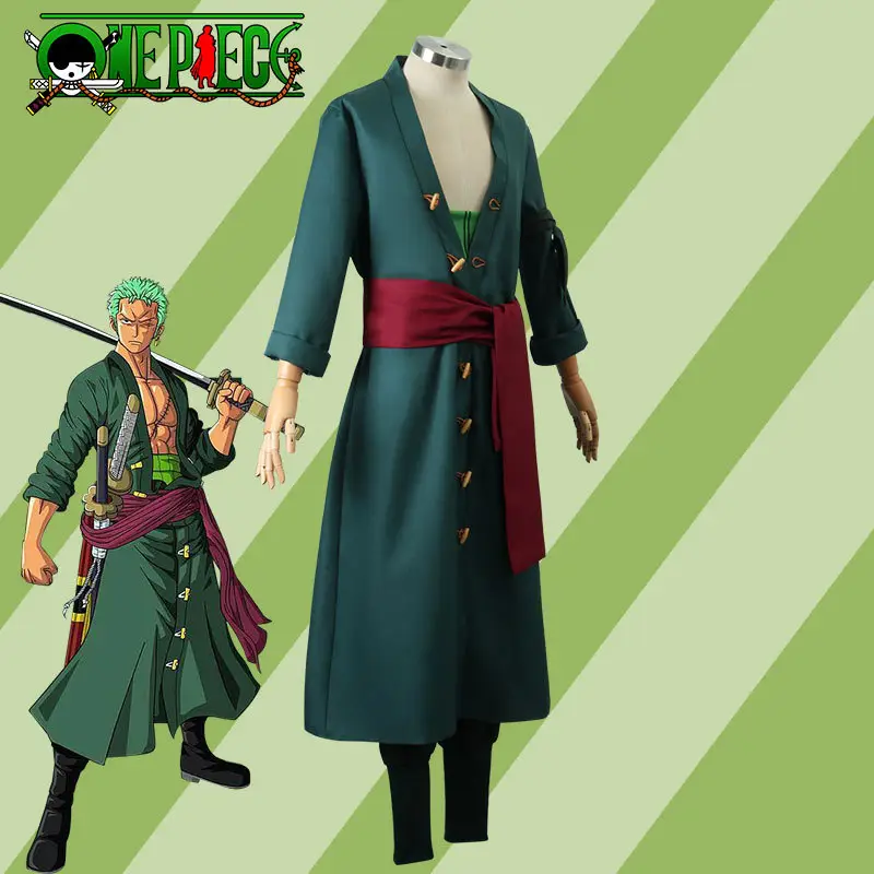 One Piece Kimono Anime Cosplay Set Green Red - Image 3