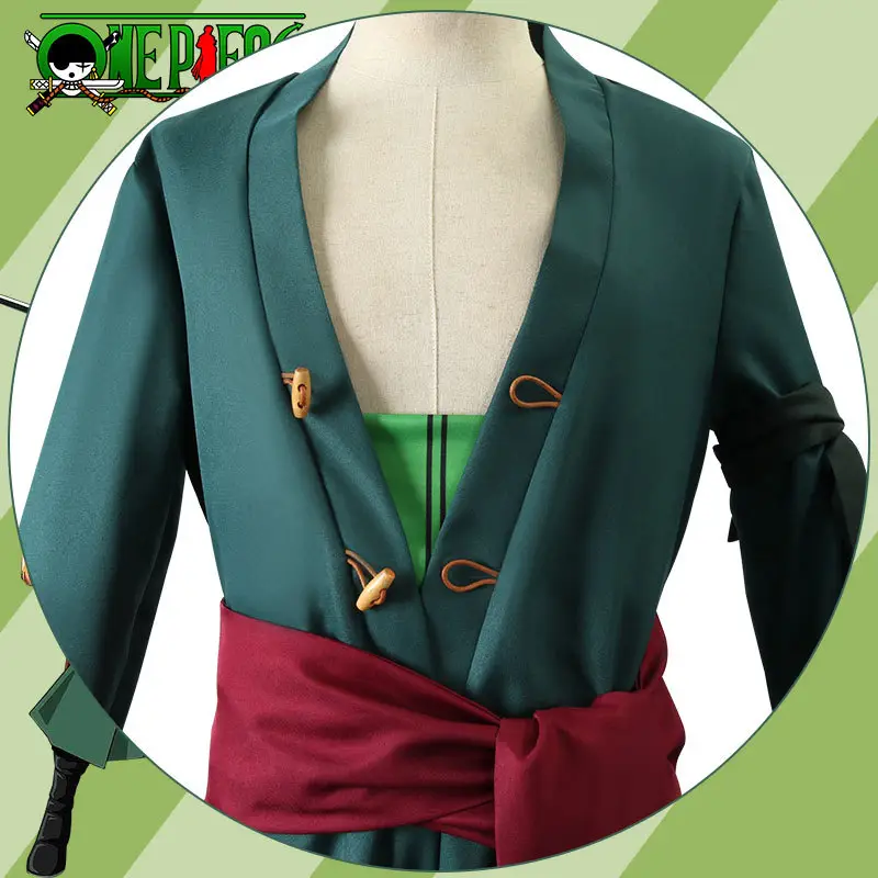 One Piece Kimono Anime Cosplay Set Green Red - Image 5