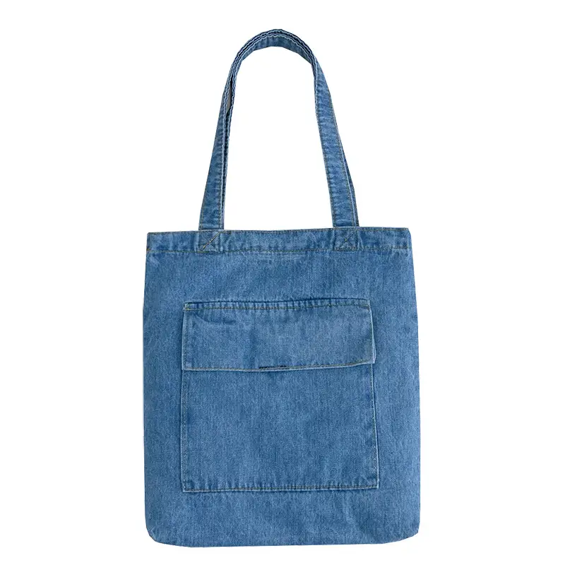 Denim School Bag Women Large Capacity Shopping Bag - Image 9