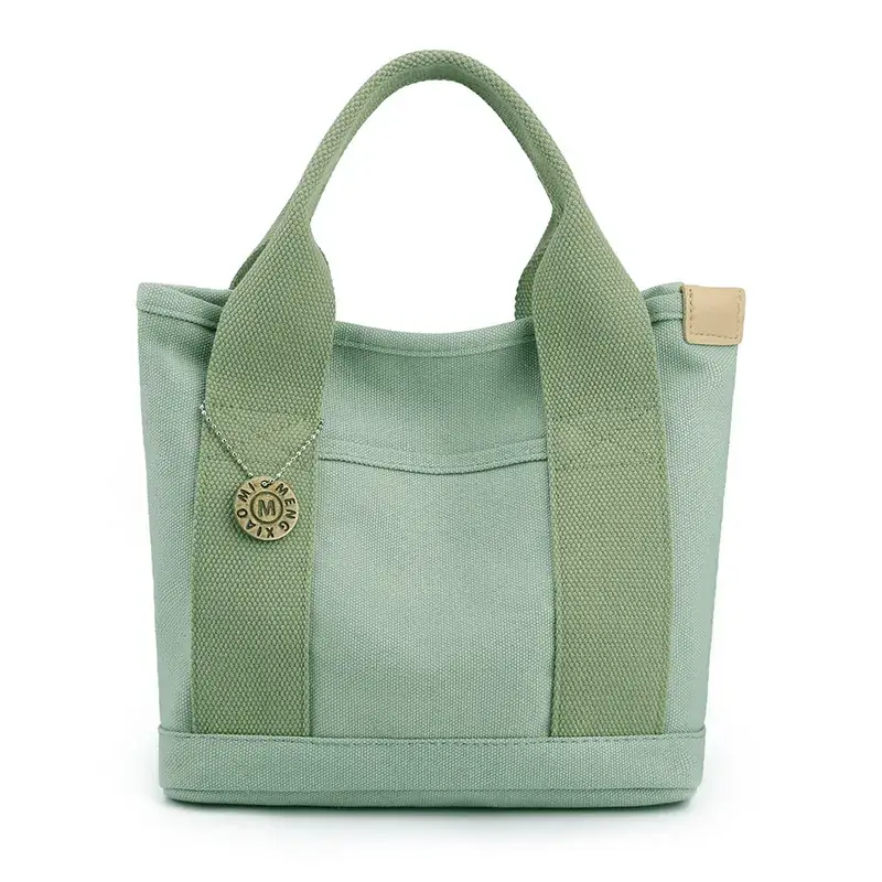 Japanese Canvas Satchel Lunch Bag Olive Green - Image 2