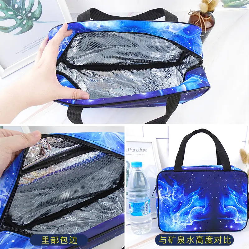 Portable Bath & Lunch Bag Blue Flame Design Large Capacity - Image 9