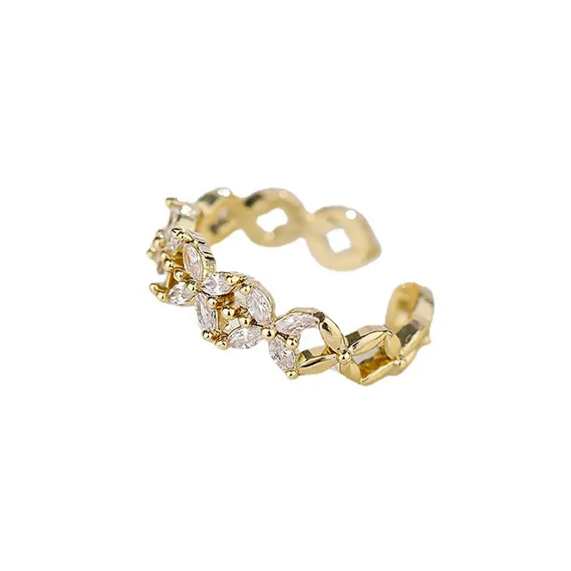 Four-Leaf Flower Ring for Women Gold Plated