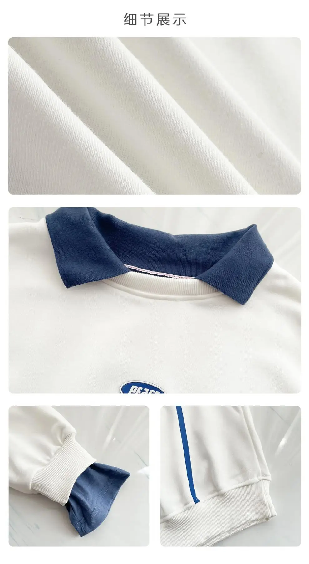 Women Polo Collar Sweater Medium Long Blue Sleeve — feature 18