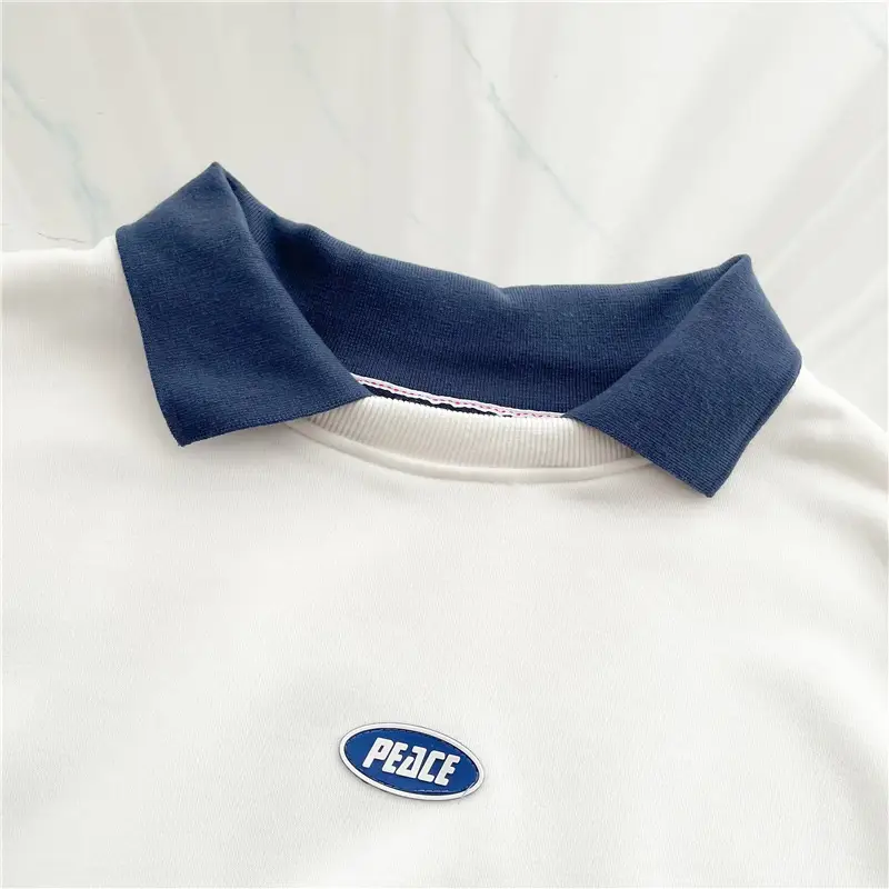 Women Polo Collar Sweater Medium Long Blue Sleeve — feature 19