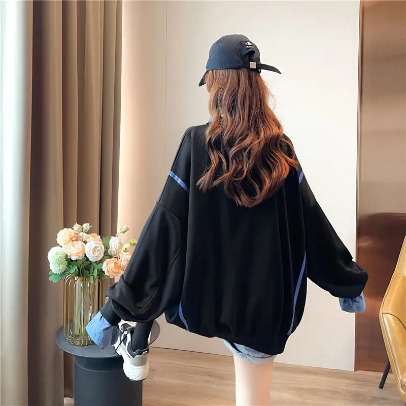 Women Polo Collar Sweater Medium Long Blue Sleeve — feature 42