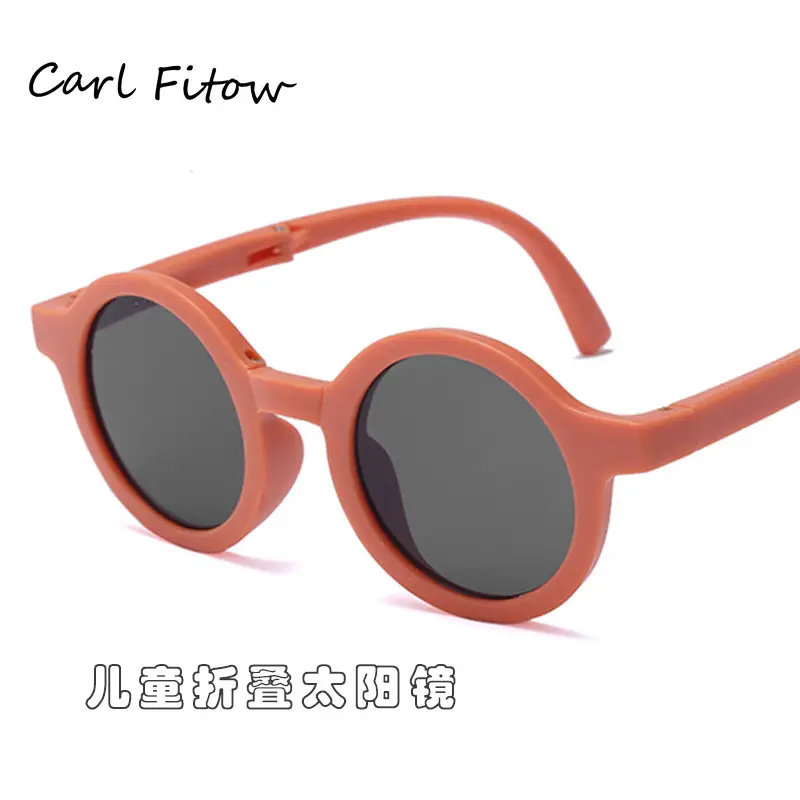 Folding Children Sunglasses 2022 Frosted Round Frame - Image 17