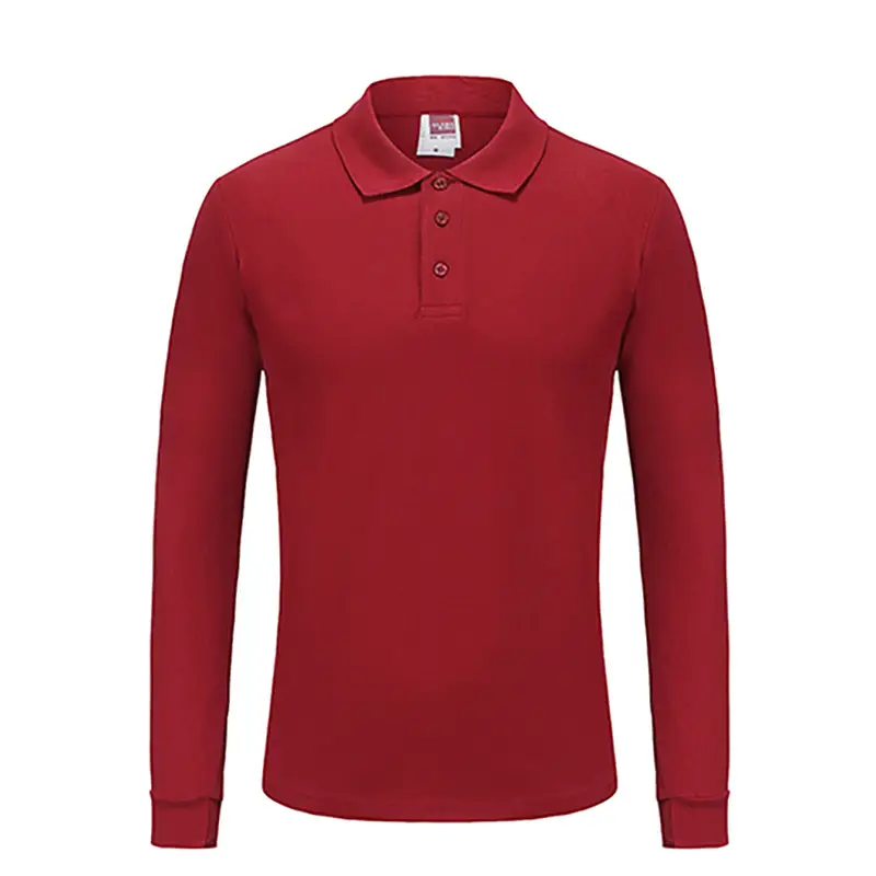 220g Long Sleeve Pure Color Polo Shirt Work Clothes