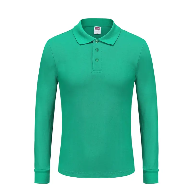 220g Long Sleeve Pure Color Polo Shirt Work Clothes