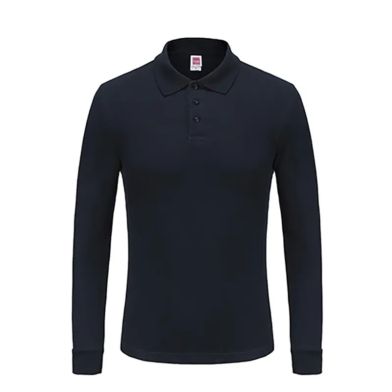 220g Long Sleeve Pure Color Polo Shirt Work Clothes