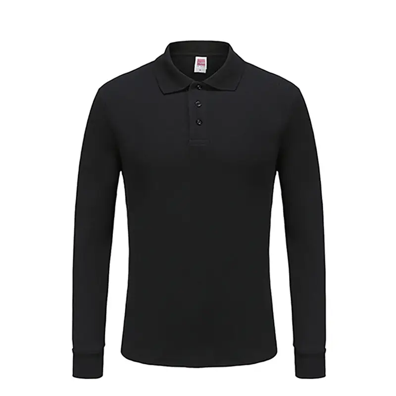 220g Long Sleeve Pure Color Polo Shirt Work Clothes