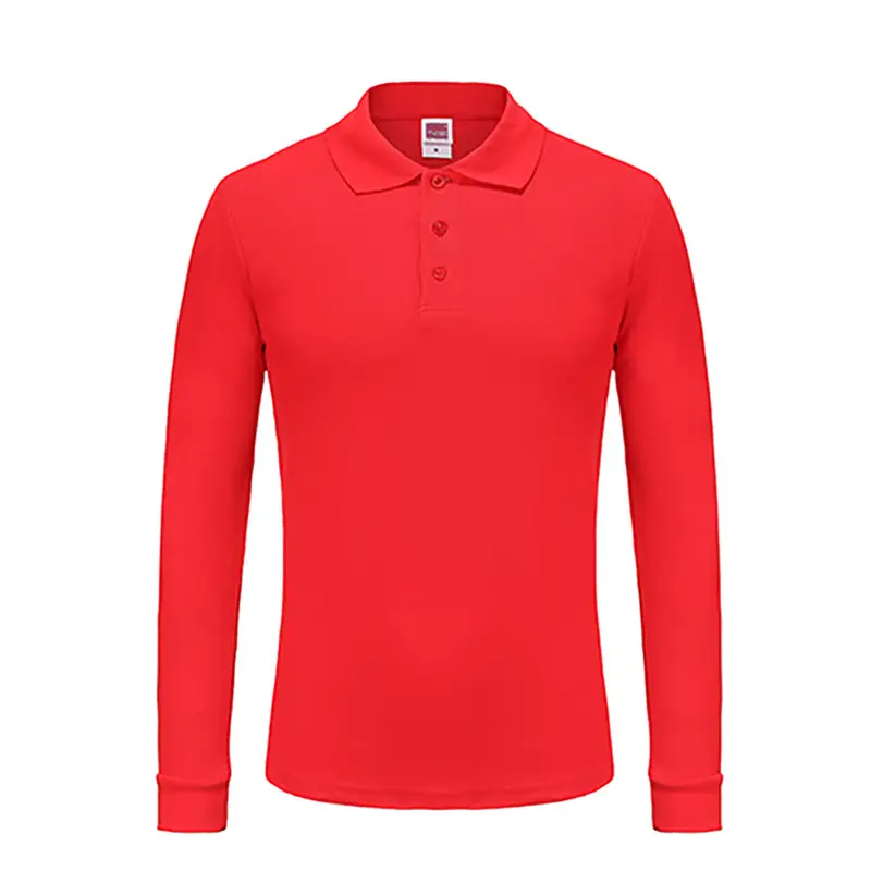 220g Long Sleeve Pure Color Polo Shirt Work Clothes