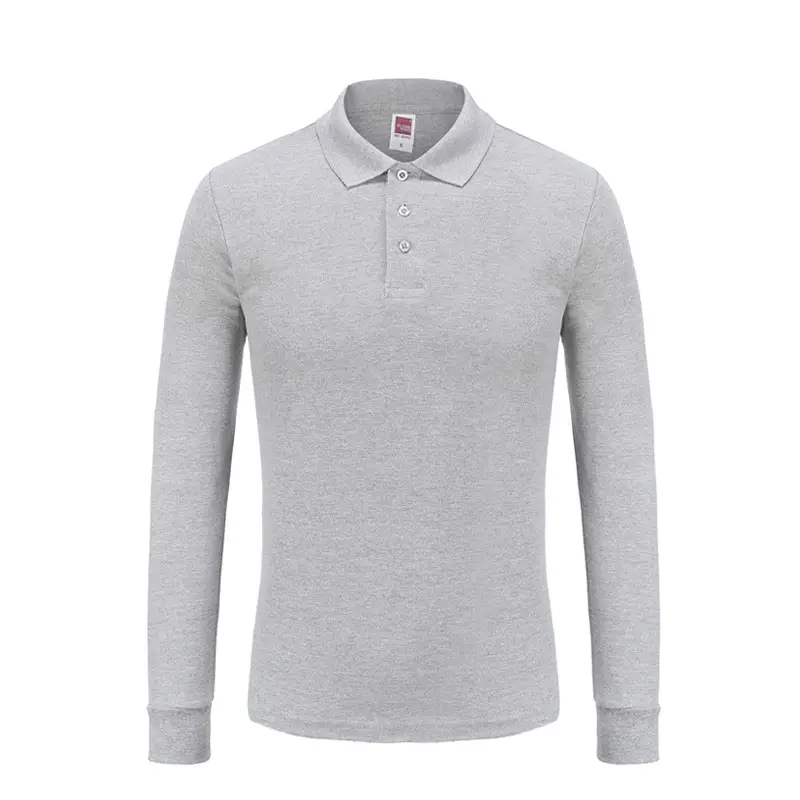 220g Long Sleeve Pure Color Polo Shirt Work Clothes