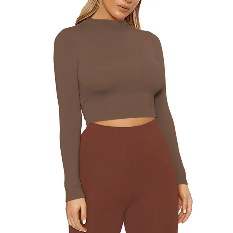 Black Long Sleeve Navel-Baring Top for Women - Image 5