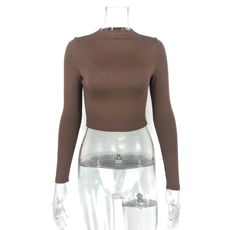 Black Long Sleeve Navel-Baring Top for Women - Image 2