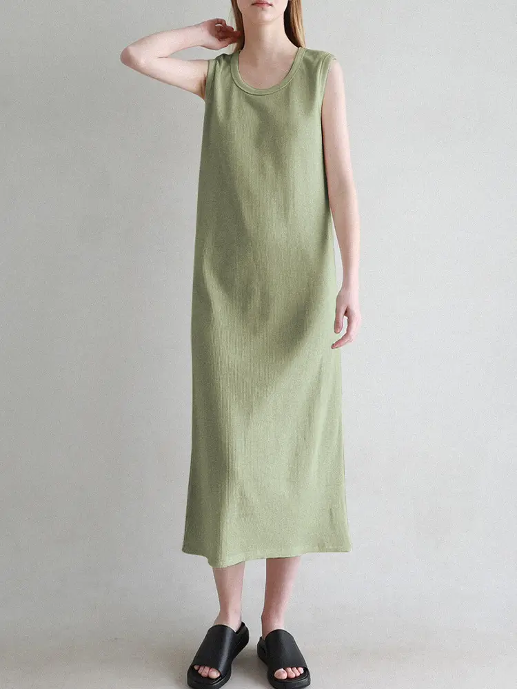 French Style Waffle Skin Friendly Tank Dress for Women