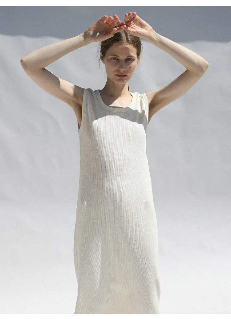 French Style Waffle Skin Friendly Tank Dress for Women — feature 5
