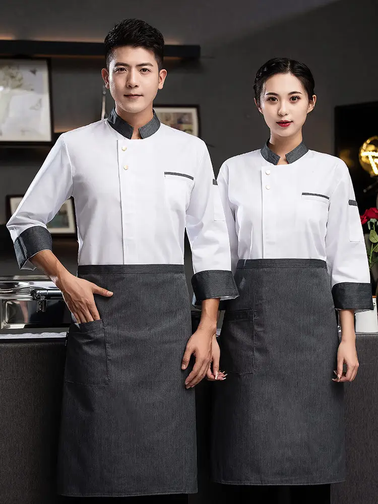 New Style Long-Sleeved Chef Suit for Men and Women - Image 6
