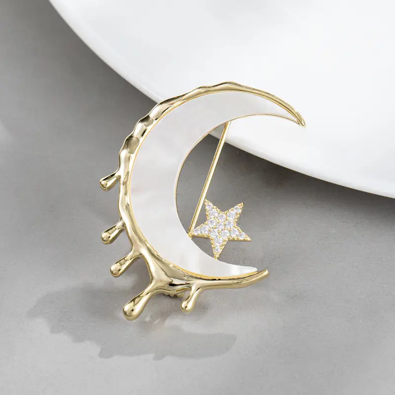 Moon Shaped Gold Shell Pin for Men Suit Coat Neckline - Image 4