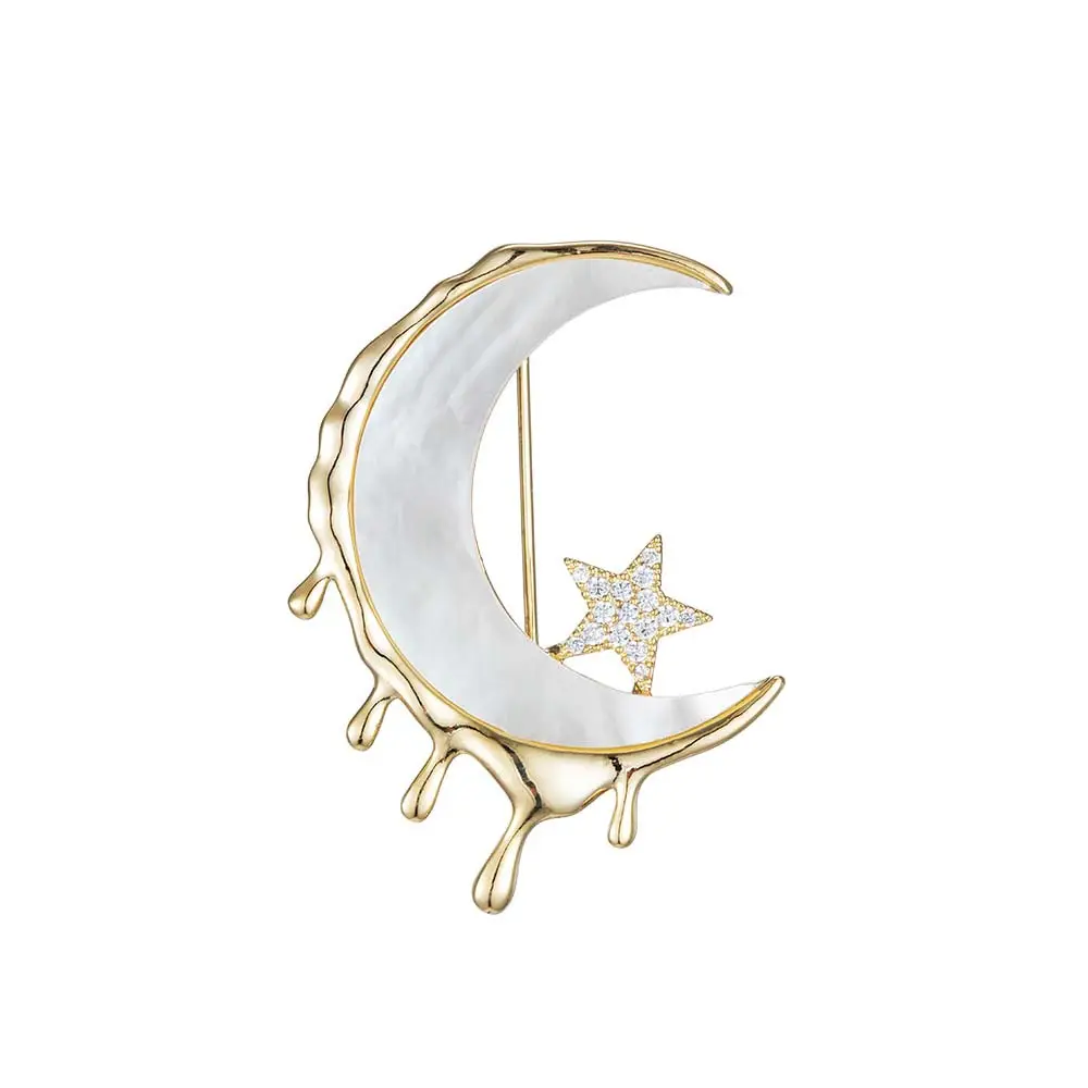 Moon Shaped Gold Shell Pin for Men Suit Coat Neckline - Image 7