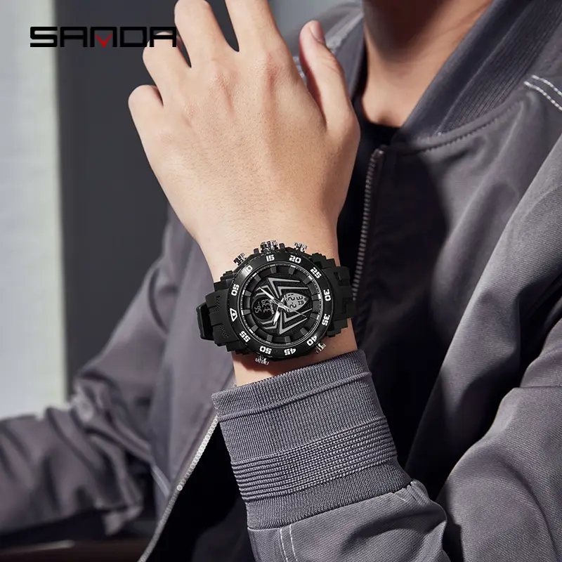 Sanda Spider Luminous Men's Digital Watch Black Red