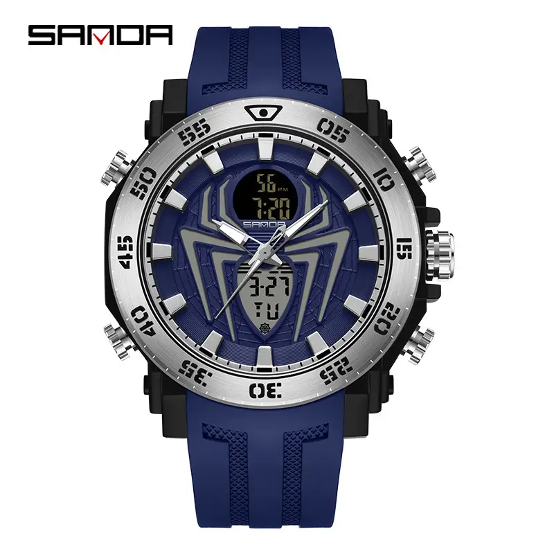 Sanda Spider Luminous Men's Digital Watch Black Red