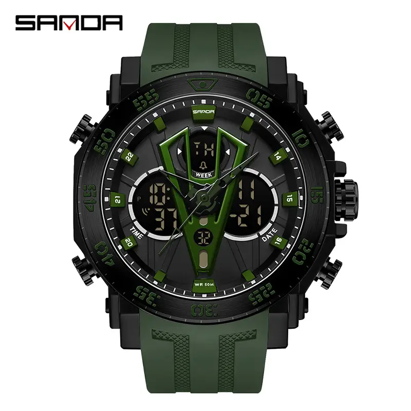 Sanda Spider Luminous Men's Digital Watch Black Red