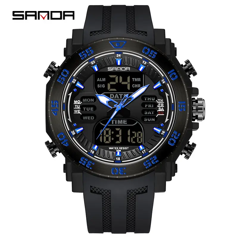 Sanda Spider Luminous Men's Digital Watch Black Red