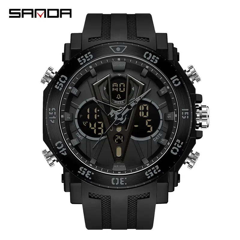 Sanda Spider Luminous Men's Digital Watch Black Red