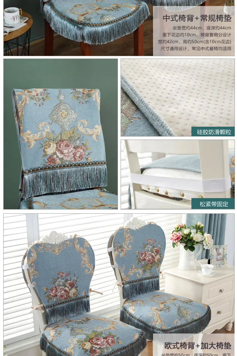 Cross-Border Floral Tassel Tablecloth Blue — feature 9
