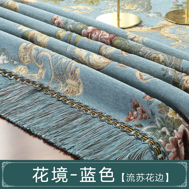 Cross-Border Floral Tassel Tablecloth Blue - Image 2