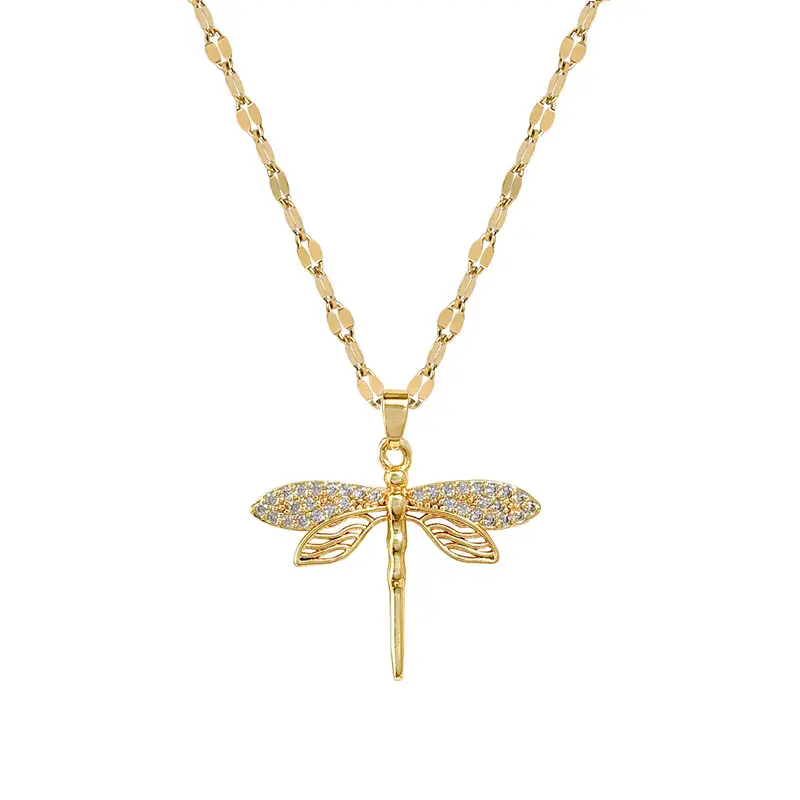 Titanium Steel Dragonfly Necklace for Women Real Gold - Image 6