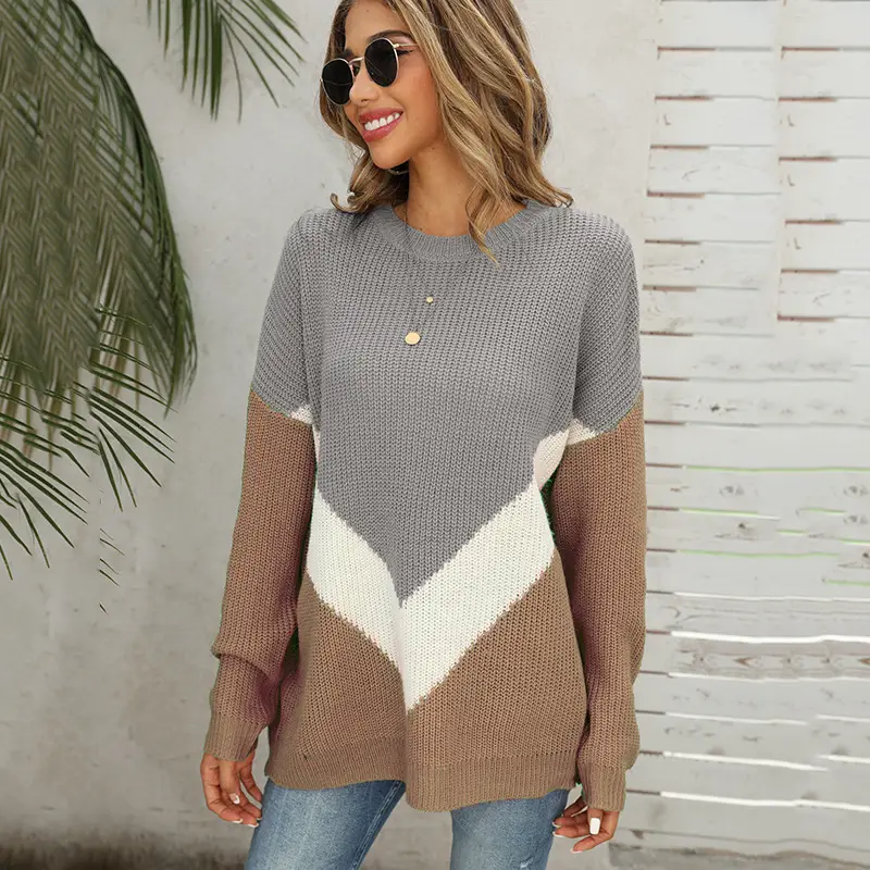 2025 Knit Sweater Red White Beige Cross Border Drop Shoulder - Image 6