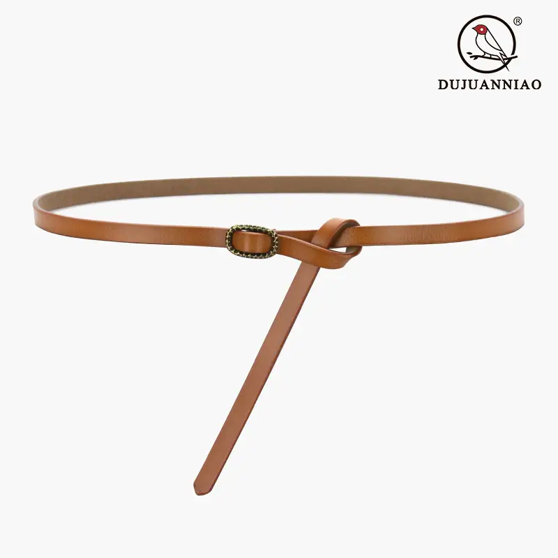 Women's Genuine Leather Knot Belt Brown Summer Wear - Image 9