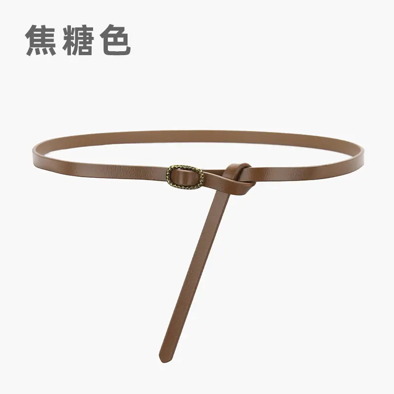 Women's Genuine Leather Knot Belt Brown Summer Wear - Image 3