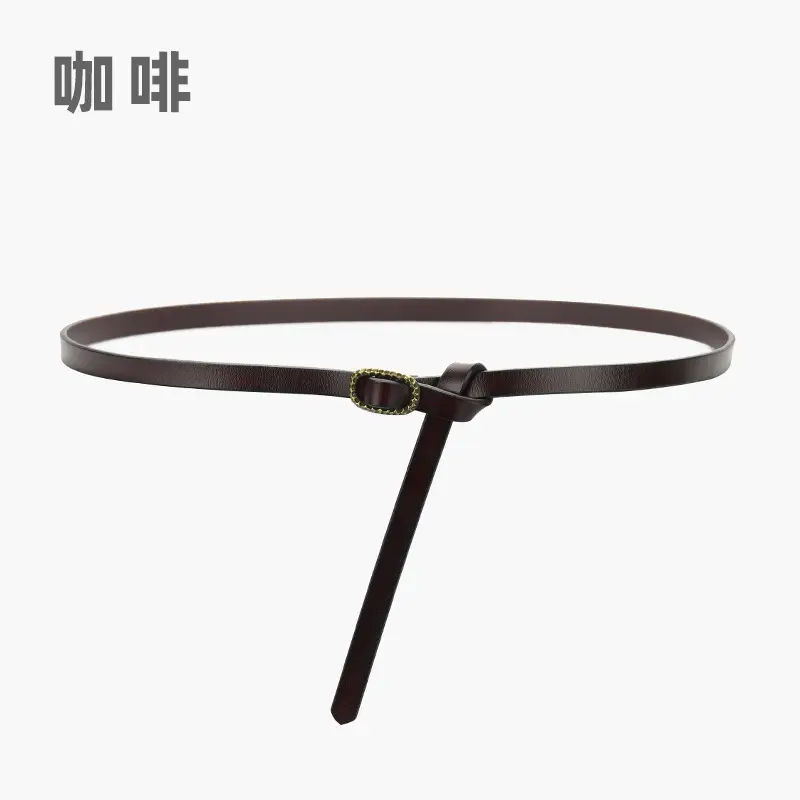 Women's Genuine Leather Knot Belt Brown Summer Wear - Image 4
