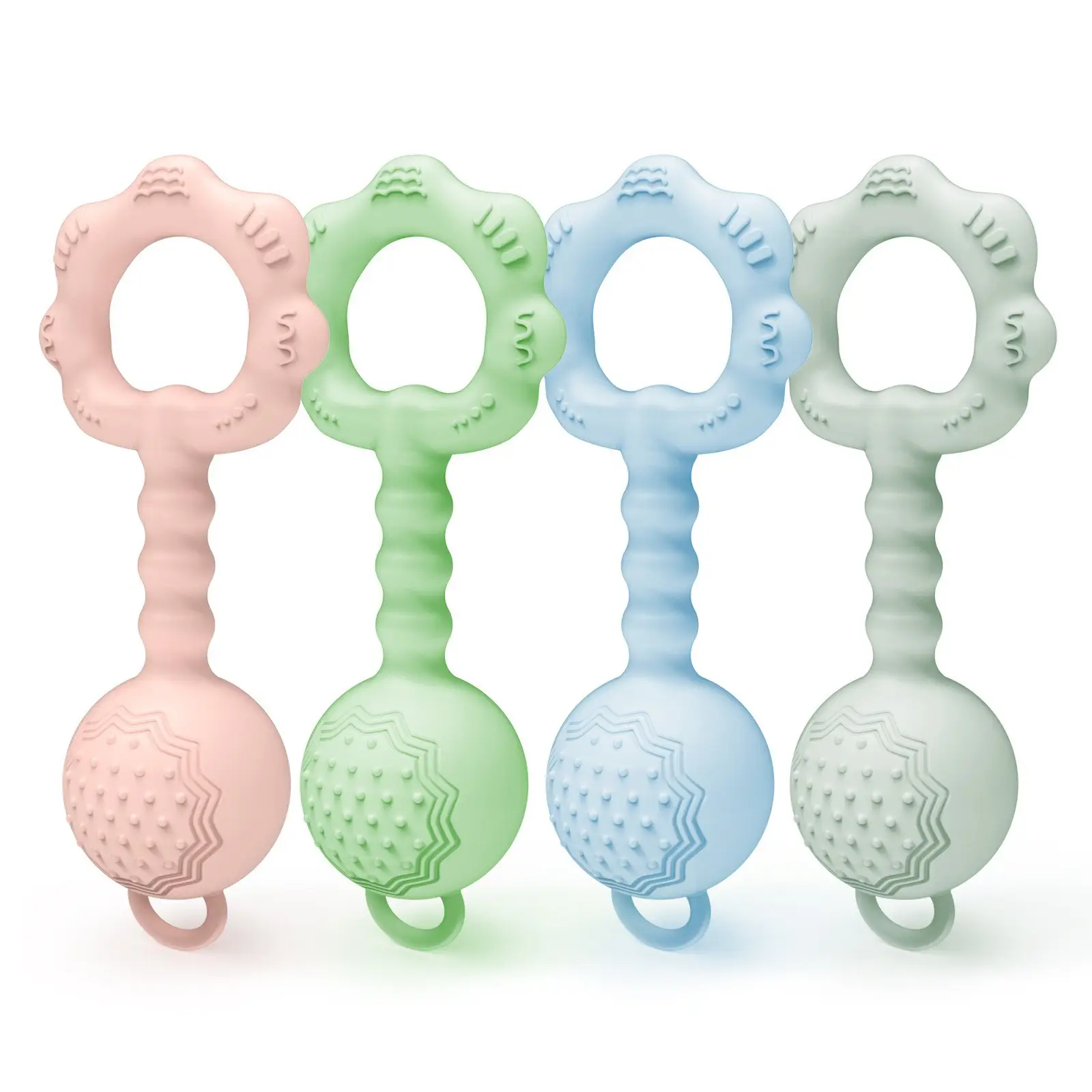 Baby Tooth Gum Silicone Hand Rattles Mint Blue — feature 8