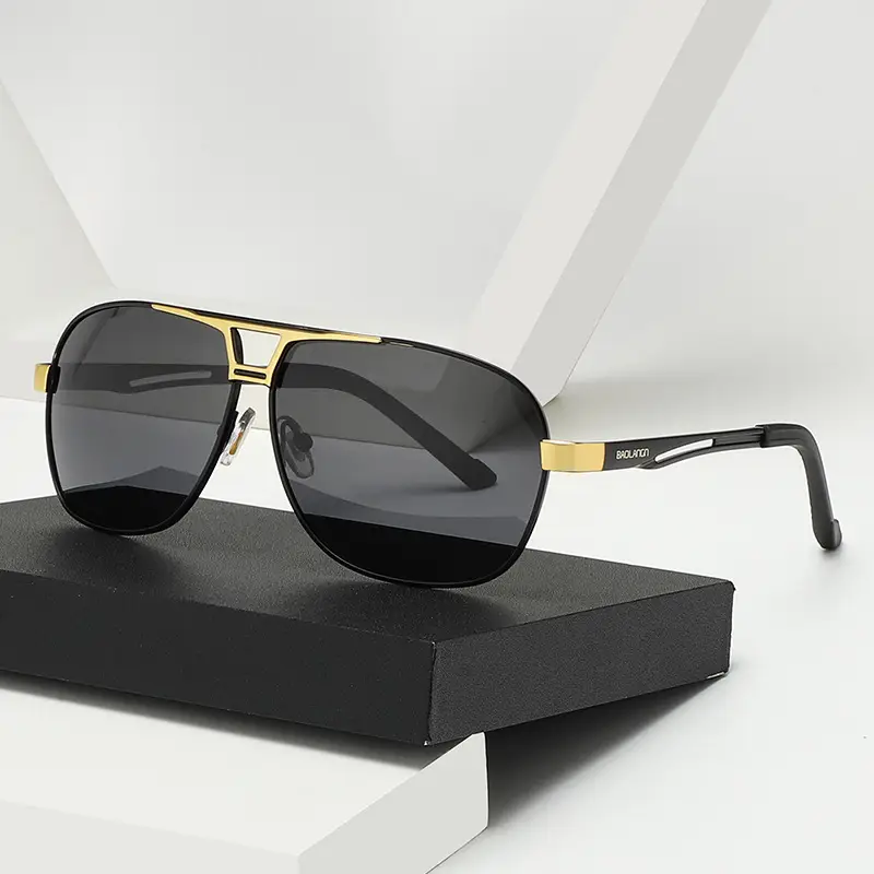 Men's Polarized Driving Sunglasses UV Protection Black Gold - Image 16