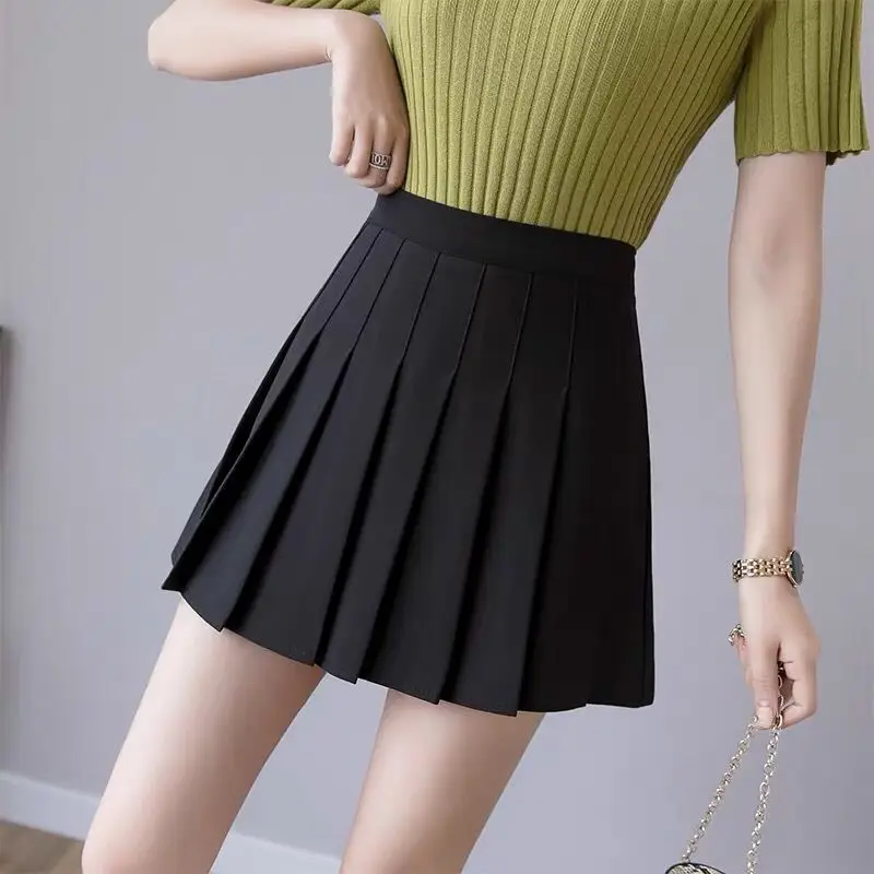 Black Pleated A-Line Skirt for Women - Image 9