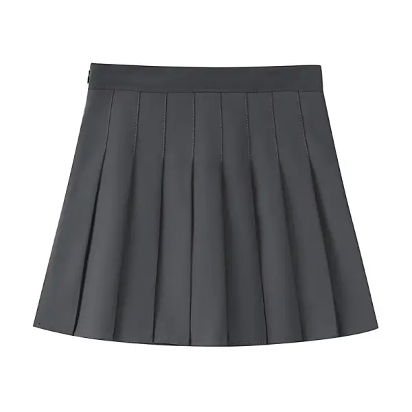 Black Pleated A-Line Skirt for Women - Image 5