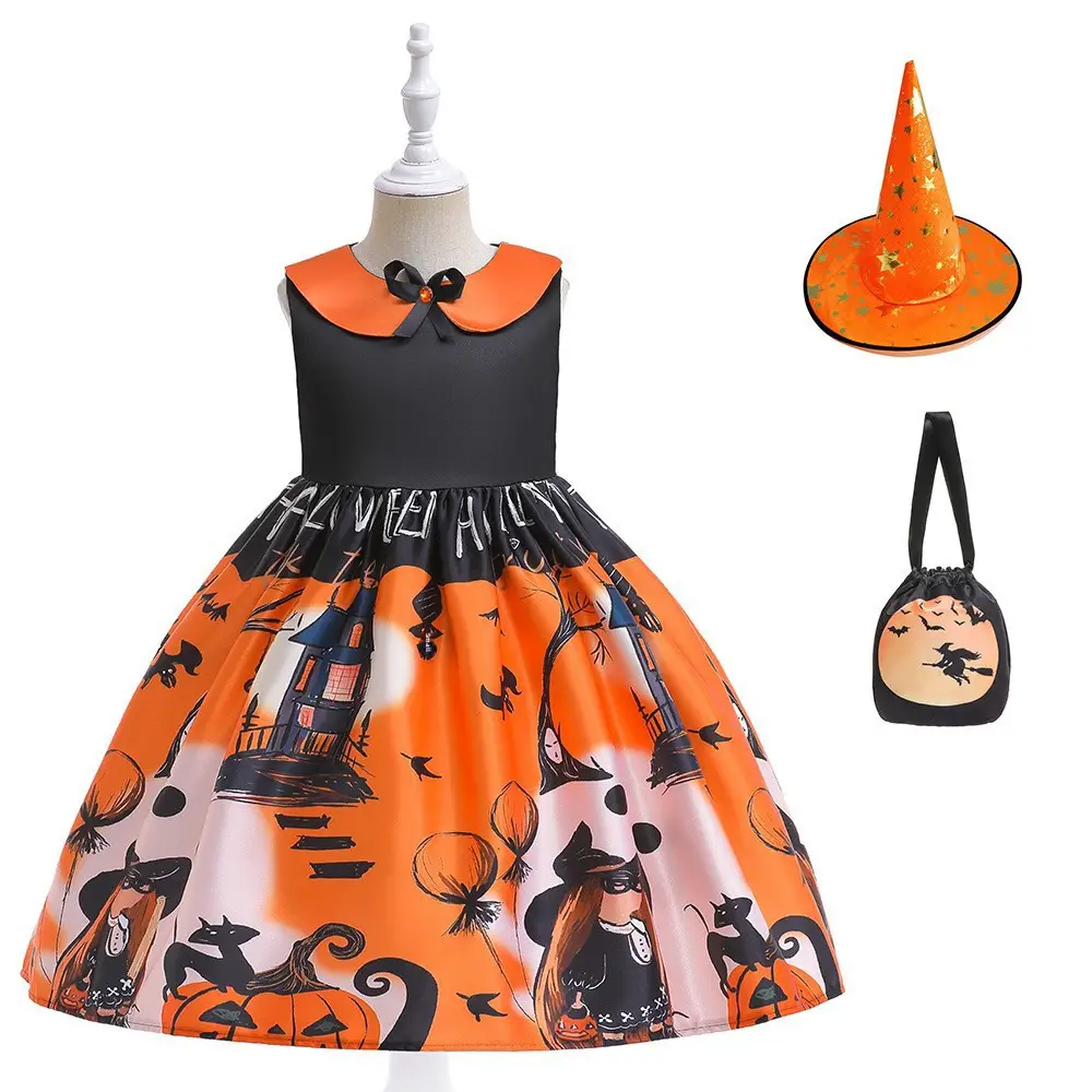 Halloween Kids Dress Girls Witch Print Party Dress