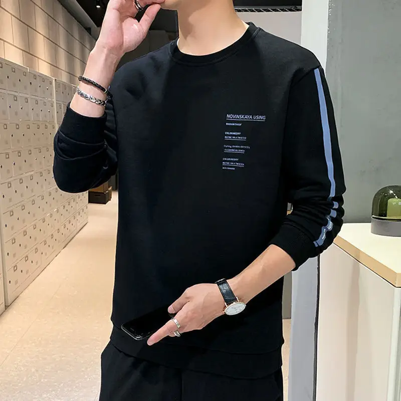 Men's White Printed Long Sleeve T-Shirt Spring Autumn Wear - Image 2
